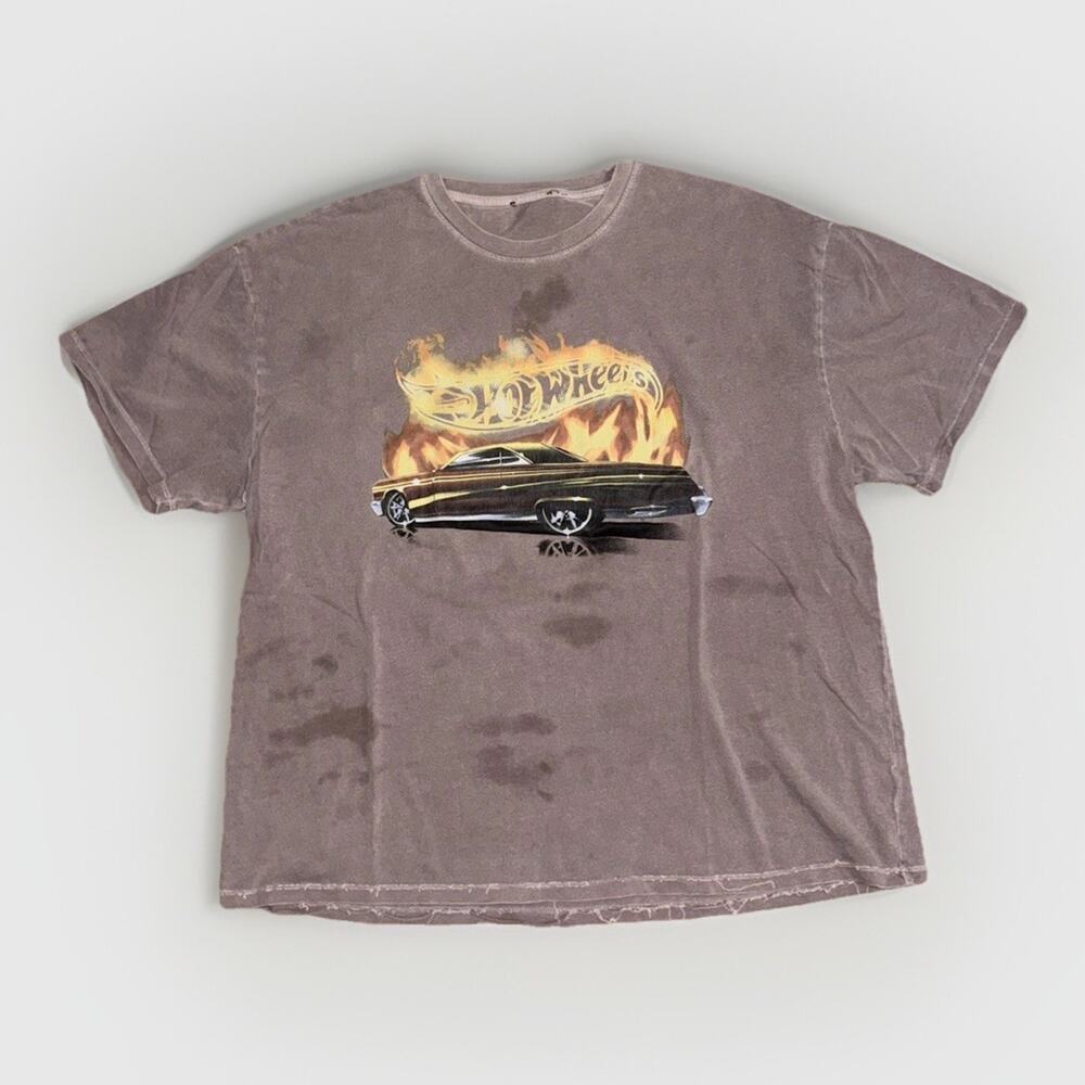 Vintage Forever 21 x Hot Wheels Graphic T-Shirt Brown Chevy Nova Flames Large
